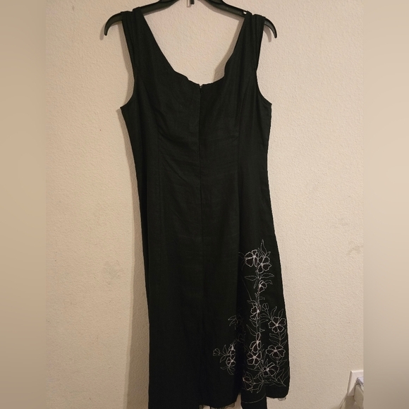 Nikki Valentine Womens Dress Black Sz 8 Irish Linen Embroidered Beaded  Boho Art - Picture 12 of 15